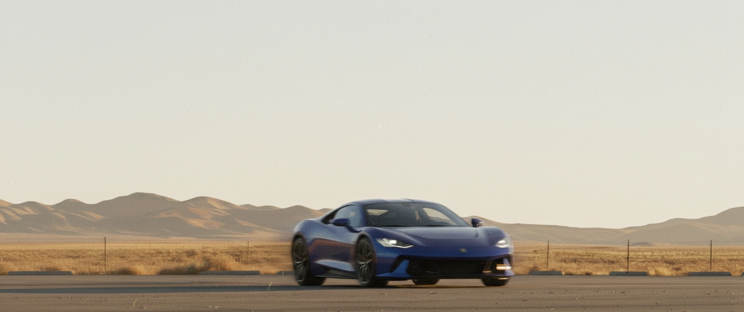 Deportivo estacionado en un Parking con montañas de fondo